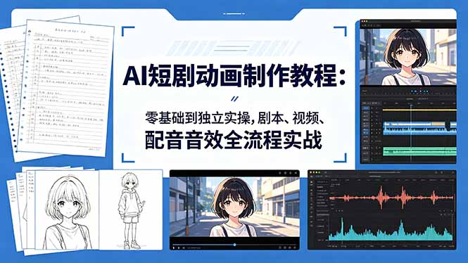 AI短剧动画制作教程：零基础到独立实操，剧本、视频、配音音效全流程实战-heixxmi