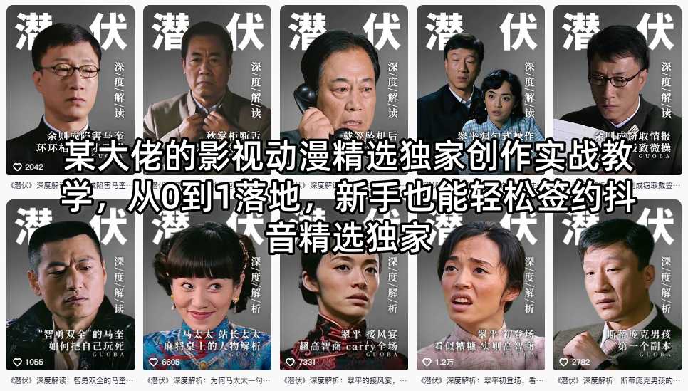 某大佬的影视动漫精选独家创作实战教学，从0到1落地，新手也能轻松签约抖音精选独家-heixxmi