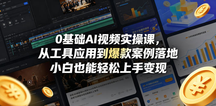0基础AI视频实操课，从工具应用到爆款案例落地，小白也能轻松上手变现-heixxmi
