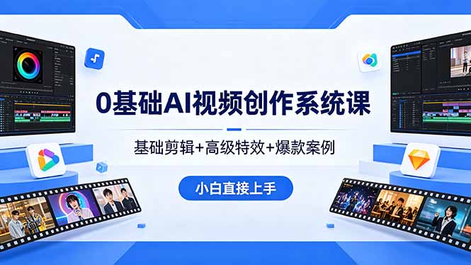 0基础AI视频创作系统课，基础剪辑+高级特效+爆款案例，小白直接上手-heixxmi