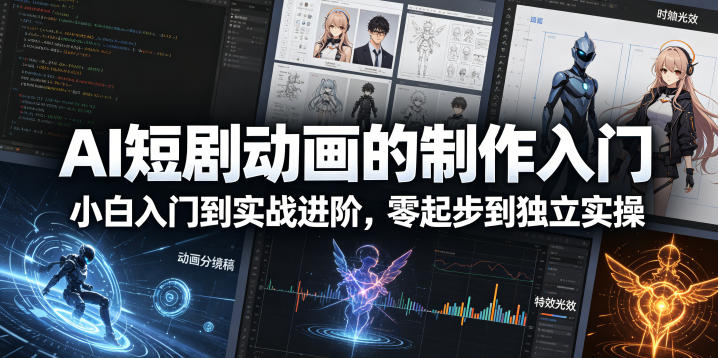 AI短剧动画的制作入门，小白入门到实战进阶，零起步到独立实操-heixxmi