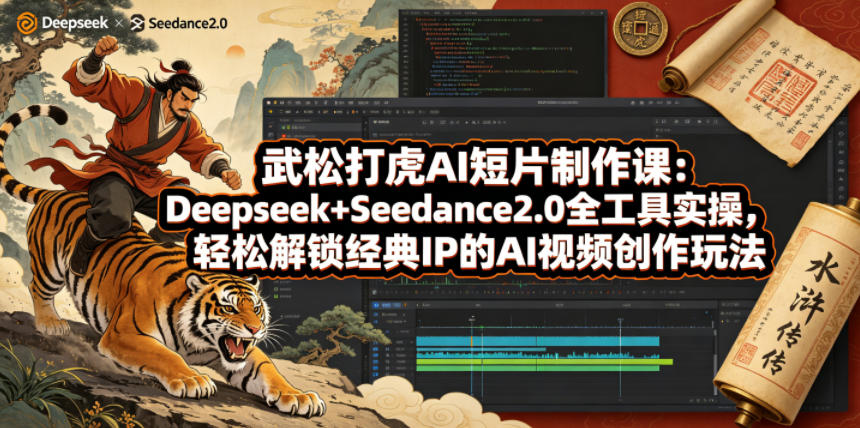 武松打虎AI短片制作课：Deepseek+Seedance2.0全工具实操，轻松解锁经典IP的AI视频创作玩法-heixxmi