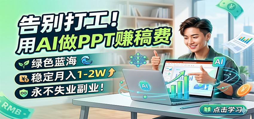 告别打工！用AI做PPT赚稿费，绿色蓝海，稳定月入1-2W，永不失业副业！-heixxmi