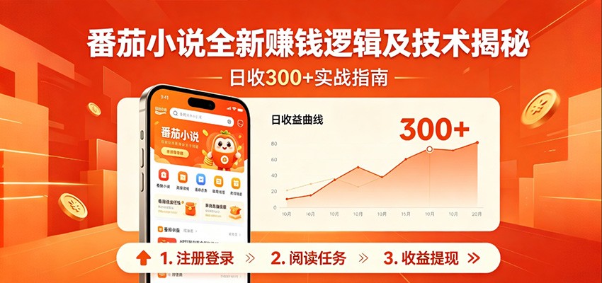 番茄小说全新赚钱逻辑及技术日收300+，小白新书皆可做！无脑赚就行了！-heixxmi