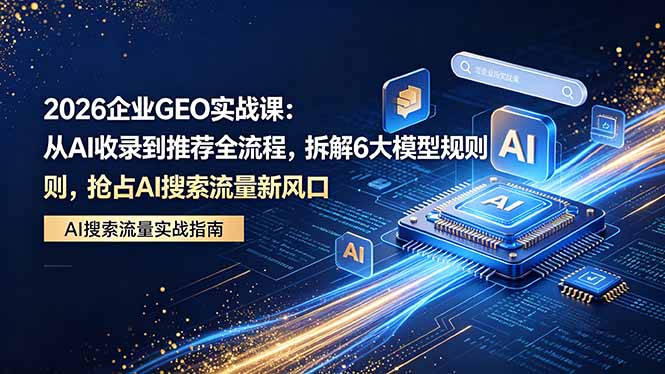 2026 企业GEO实战课：从AI收录到推荐全流程，拆解6大模型规则，抢占 AI 搜索流量新风口-heixxmi