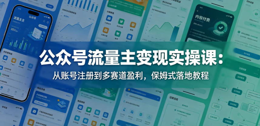 公众号流量主变现实操课：从账号注册到多赛道盈利，保姆式落地教程-heixxmi