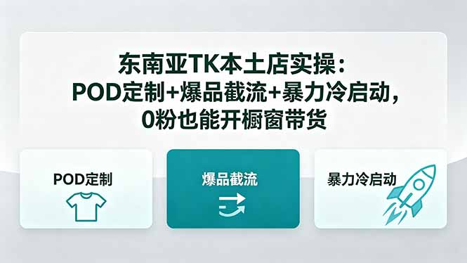 东南亚TK本土店实操：POD定制+爆品截流+暴力冷启动，0粉也能开橱窗带货-heixxmi