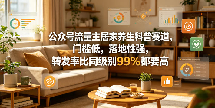 公众号流量主居家养生科普赛道，门槛低，落地性强，转发率比同级别99％都要高-heixxmi