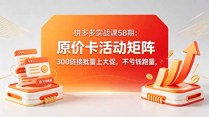 拼多多实战课58期：原价卡活动矩阵，300链接批量上大促，不亏钱跑量-heixxmi