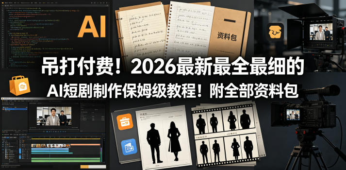 吊打付费！2026最新最全最细的AI短剧制作保姆级教程！附全部资料包-heixxmi