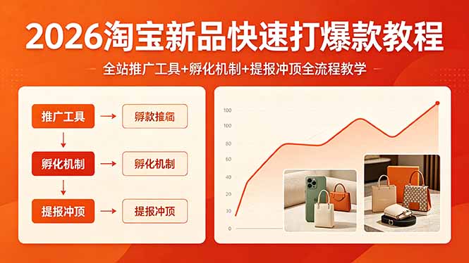 2026淘宝新品快速打爆款教程，全站推广工具+孵化机制+提报冲顶全流程教学-heixxmi