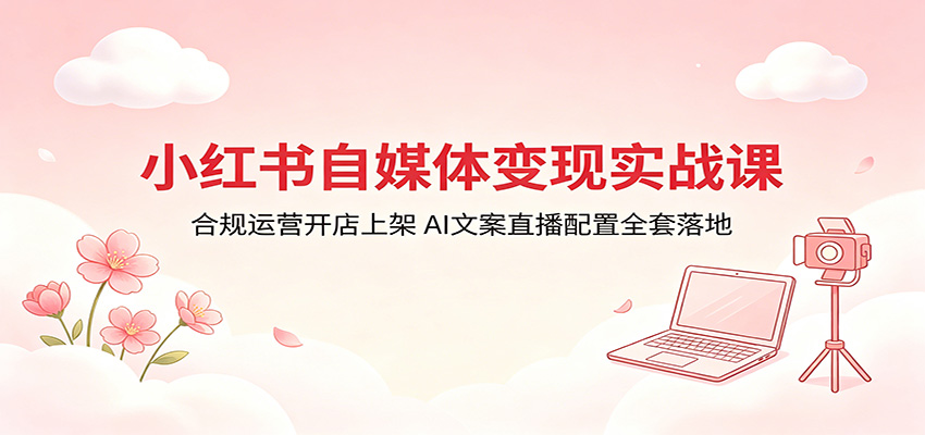 小红书自媒体变现实战课：合规运营开店上架，AI文案直播配置全套落地-heixxmi