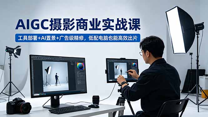 AIGC 摄影商业实战课，工具部署+AI置景+广告级精修，低配电脑也能高效出片-heixxmi