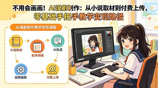 不用会画画！AI漫剧制作：从小说取材到付费上传，零基础手把手教学变现路径-heixxmi