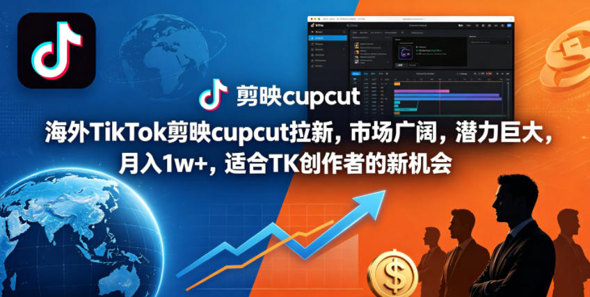 海外TikTok剪映cupcut拉新，市场广阔，潜力巨大，月入1w+，适合TK创作者的新机会-heixxmi