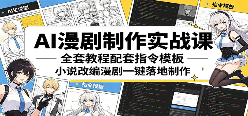 AI漫剧制作实战课：全套教程配套指令模板，小说改编漫剧一键落地制作-heixxmi