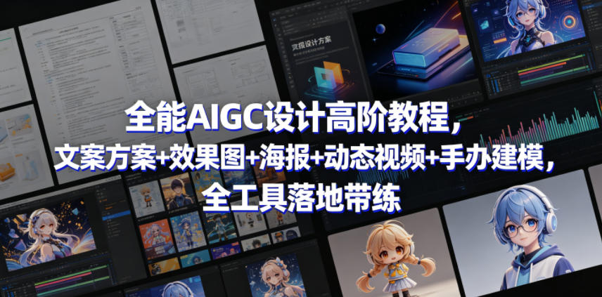 全能AIGC设计高阶教程，文案方案+效果图+海报+动态视频+手办建模，全工具落地带练-heixxmi
