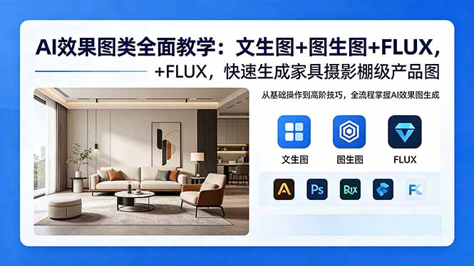 AI效果图类全面教学：文生图+图生图+FLUX，快速生成家具摄影棚级产品图-heixxmi