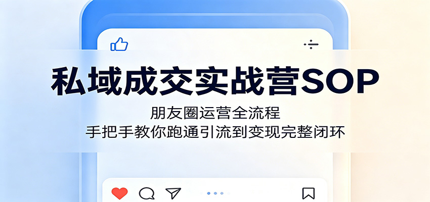 私域成交实战营SOP：朋友圈运营全流程，手把手教你跑通引流到变现完整闭环-heixxmi