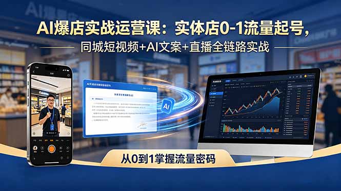 AI爆店实战运营课：实体店0-1流量起号，同城短视频+AI文案+直播全链路实战-heixxmi