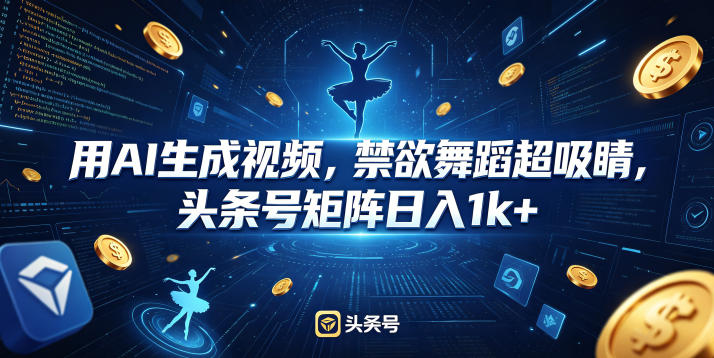 用AI生成视频，禁欲舞蹈超吸睛，头条号矩阵日入1k+-heixxmi