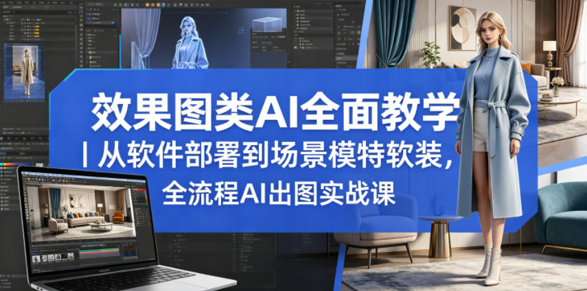 效果图类AI全面教学｜从软件部署到场景模特软装，全流程AI出图实战课-heixxmi