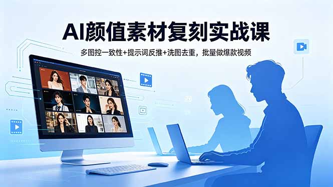 AI颜值素材复刻实战课，多图控一致性+提示词反推+洗图去重，批量做爆款视频-heixxmi