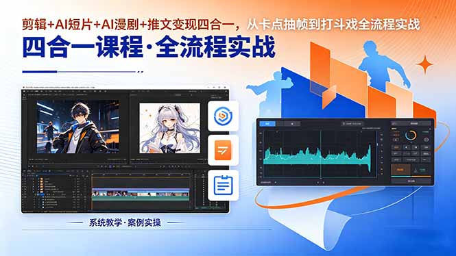 剪辑+AI短片+AI漫剧+推文变现四合一，从卡点抽帧到打斗戏全流程实战-heixxmi