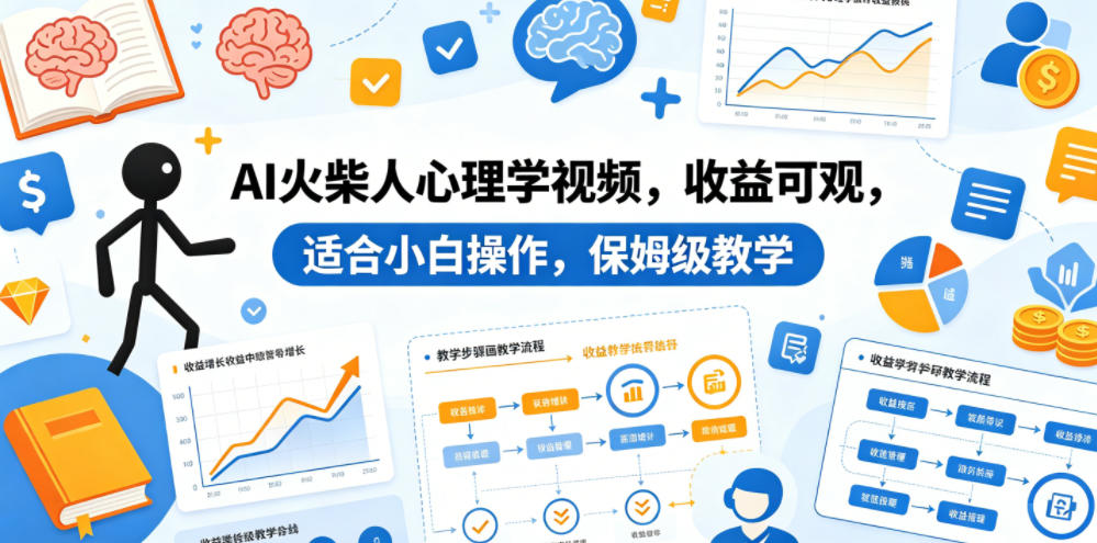AI火柴人心理学视频，收益可观，适合小白操作，保姆级教学-heixxmi
