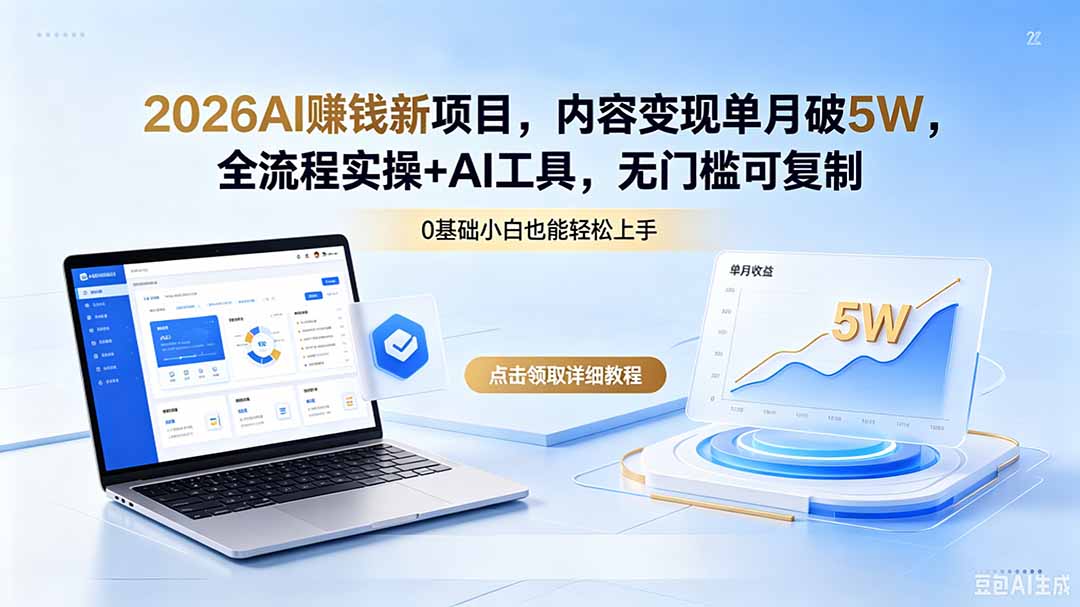 2026AI赚钱新项目，内容变现单月破5W，全流程实操+AI工具，无门槛可复制-heixxmi