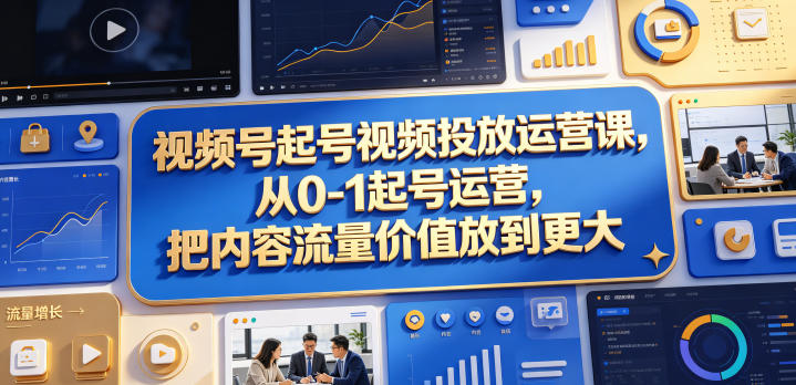视频号起号视频投放运营课，从0-1起号运营，把内容流量价值放到更大-heixxmi