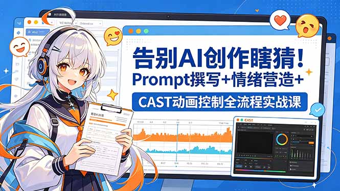告别AI创作瞎猜！Prompt撰写+情绪营造+CAST动画控制全流程实战课-heixxmi