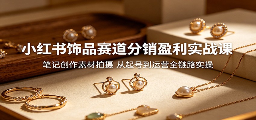 小红书饰品赛道分销盈利实战课：笔记创作素材拍摄，从起号到运营全链路实操-heixxmi