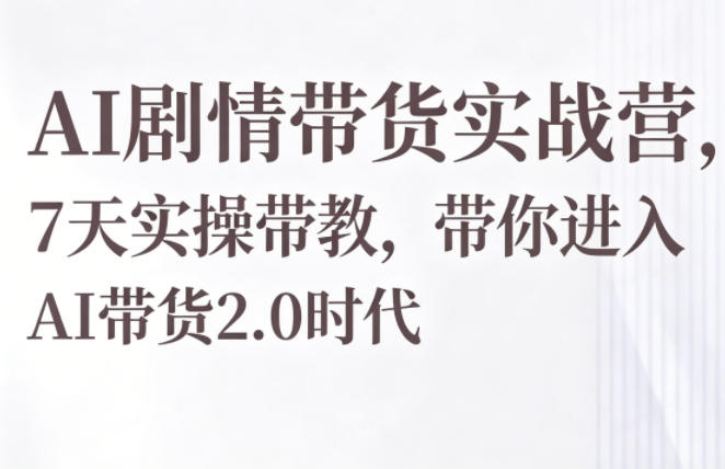 AI剧情带货实战营，7天实操带教，带你进入AI带货2.0时代-heixxmi