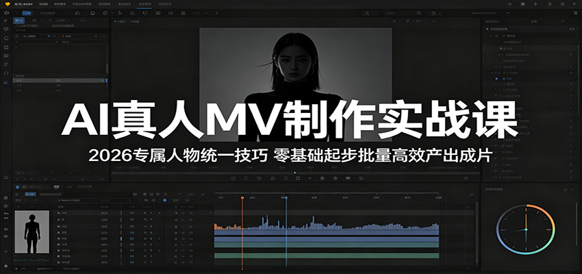 AI真人MV制作实战课：2026专属人物统一技巧，零基础起步批量高效产出成片-heixxmi
