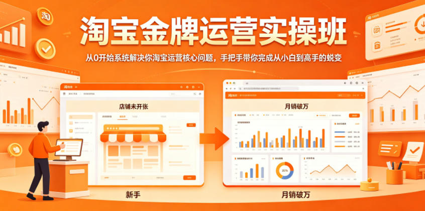 淘宝金牌运营实操班，从0开始系统解决你淘宝运营核心问题，手把手带你完成从小白到高手的蜕变-heixxmi