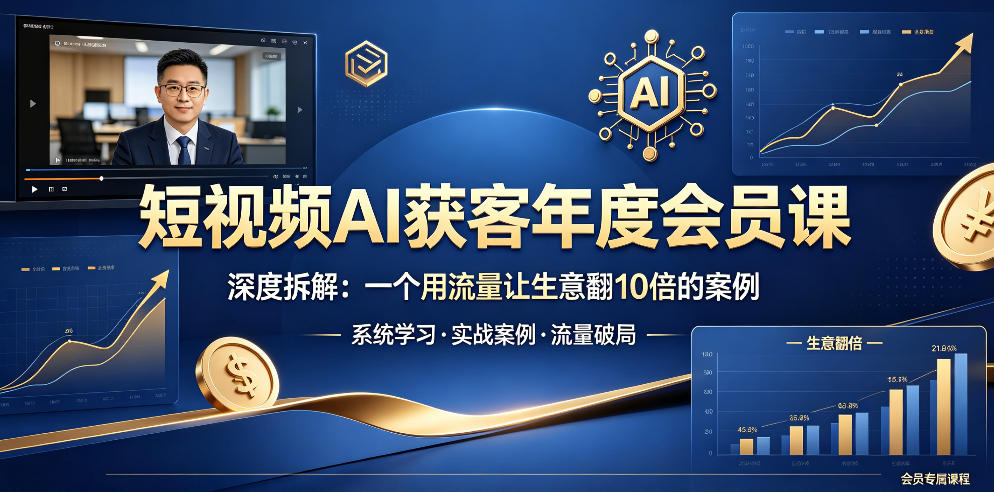 短视频AI获客年度会员课，深度拆解，一个用流量让生意翻10倍的案例-heixxmi