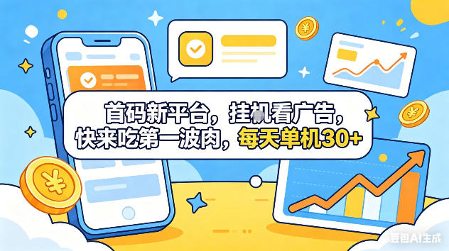 首码新平台，挂G自动看广告，快来吃第一波肉，每天单机30+，可矩阵放大【揭秘】-heixxmi