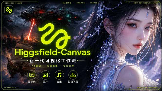 Higgsfield Canvas AI视频制作详解，节点式工作流搭建，重构新式视频创作完整教程-heixxmi
