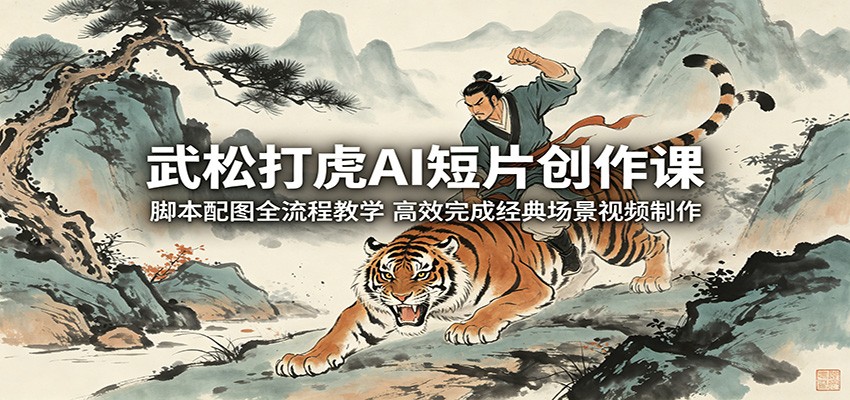 武松打虎AI短片创作课：脚本配图全流程教学，高效完成经典场景视频制作-heixxmi