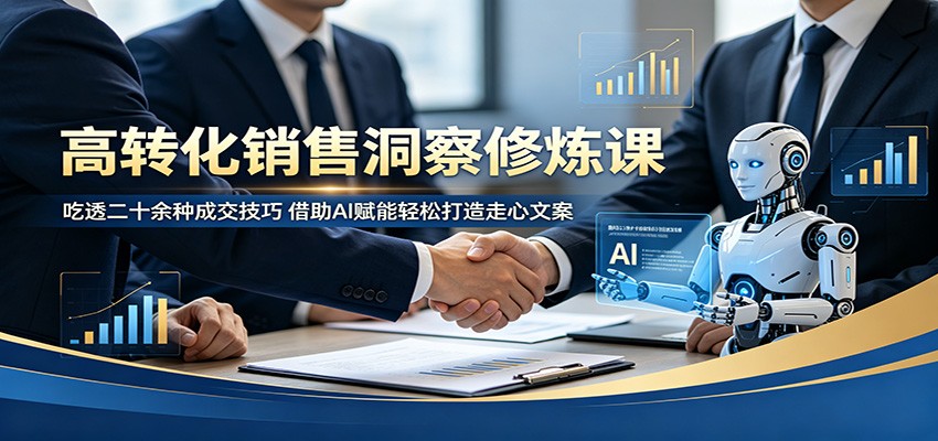 高转化销售洞察修炼课：吃透二十余种成交技巧，借助AI赋能轻松打造走心文案-heixxmi