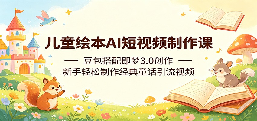 儿童绘本AI短视频制作课：豆包搭配即梦3.0创作，新手轻松制作经典童话引流视频-heixxmi