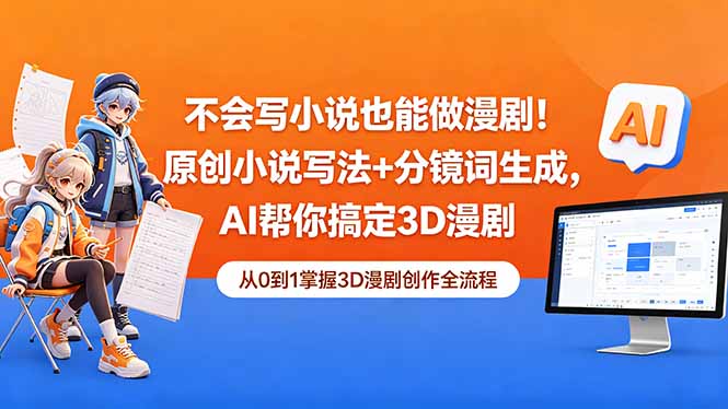 不会写小说也能做漫剧！原创小说写法+分镜词生成，AI帮你搞定3D漫剧-heixxmi