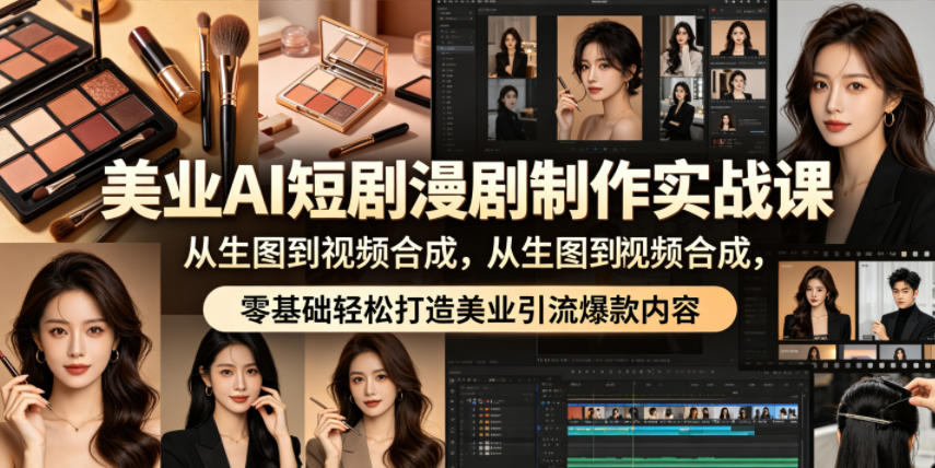 美业AI短剧漫剧制作实战课，从生图到视频合成，零基础轻松打造美业引流爆款内容-heixxmi