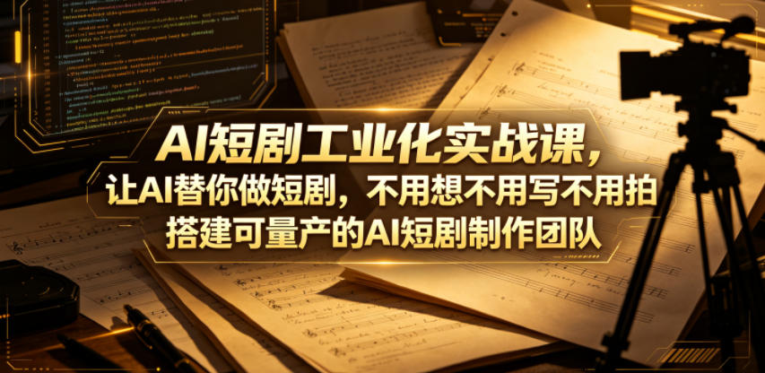 AI短剧工业化实战课，让AI替你做短剧，不用想不用写不用拍，搭建可量产的AI短剧制作团队-heixxmi