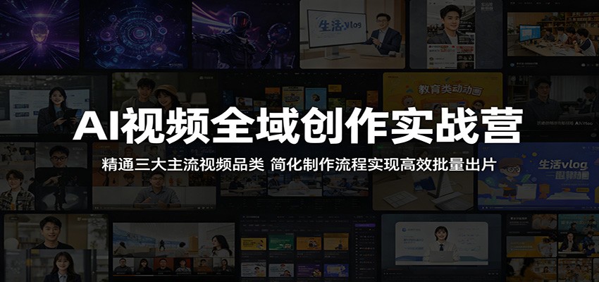 AI视频全域创作实战营：精通三大主流视频品类，简化制作流程实现高效批量出片-heixxmi