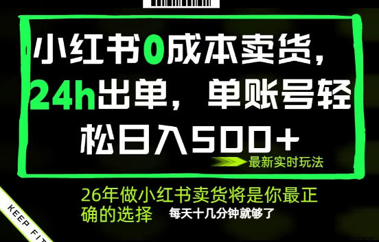 小红书0成本AI卖货，24小时出单，全流程托管，保底日入500+，每天十几分钟就够了【揭秘】-heixxmi