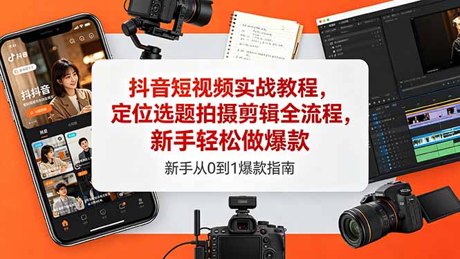 抖音短视频实战教程，定位选题拍摄剪辑全流程，新手轻松做爆款-heixxmi