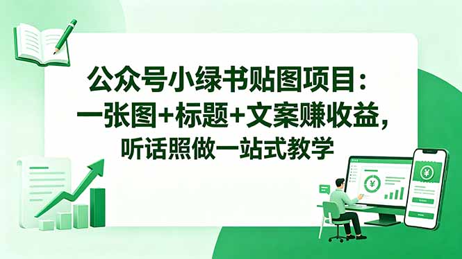 公众号小绿书贴图项目：一张图+标题+文案赚收益，听话照做一站式教学-heixxmi