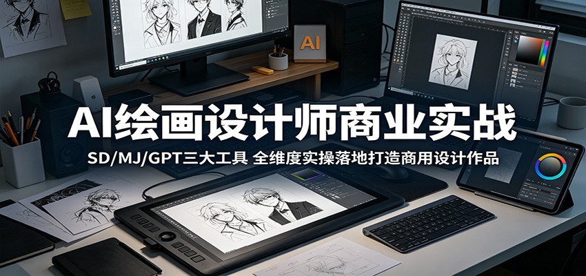 AI绘画设计师商业实战：SD/MJ/GPT三大工具，全维度实操落地打造商用设计作品-heixxmi